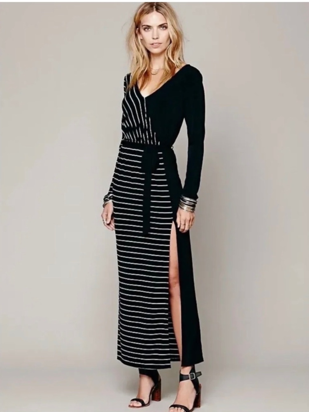New Romantics Free People Striped Referee Colorblock Maxi Dress